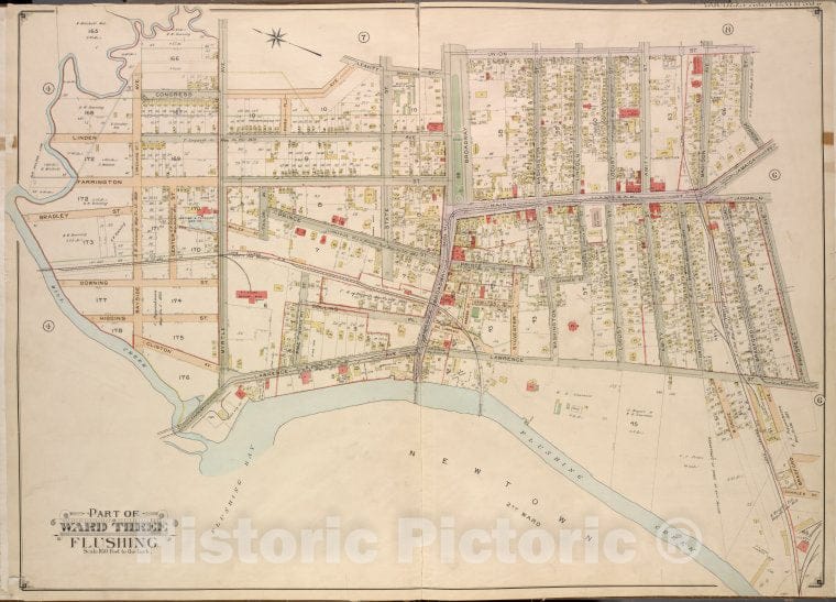 Historic 1908 Updated To 1913 Map - Queens, Vol. 3, Double Page Plate No. 5; Part Of Ward Three Flus - Vintage Wall Art