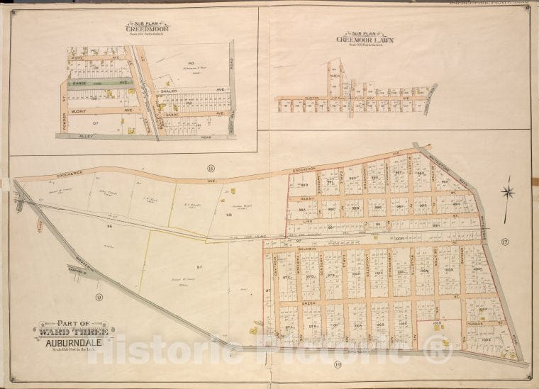 Historic 1908 Updated To 1913 Map - Queens, Vol. 3, Double Page Plate No. 10; Sub Plan Creedmoor. [M - Vintage Wall Art