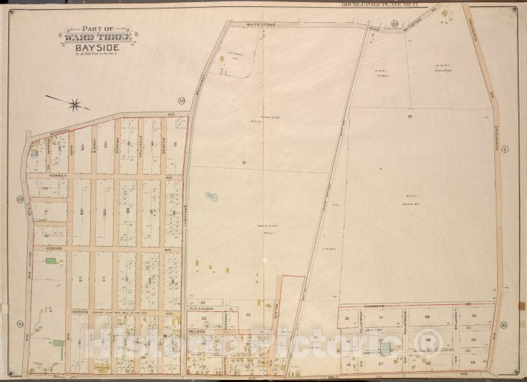 Historic 1908 Updated To 1913 Map - Queens, Vol. 3, Double Page Plate No. 17; Part Of Ward Three Bay - Vintage Wall Art