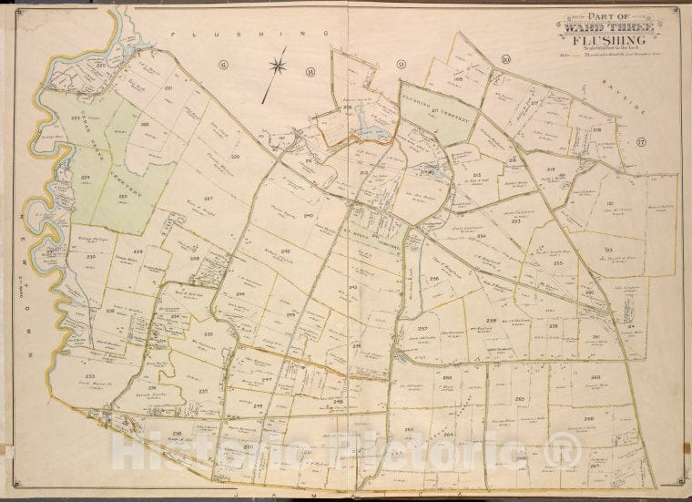 Historic 1908 Updated To 1913 Map - Queens, Vol. 3, Double Page Plate No. 19; Part Of Ward Three Flu - Vintage Wall Art