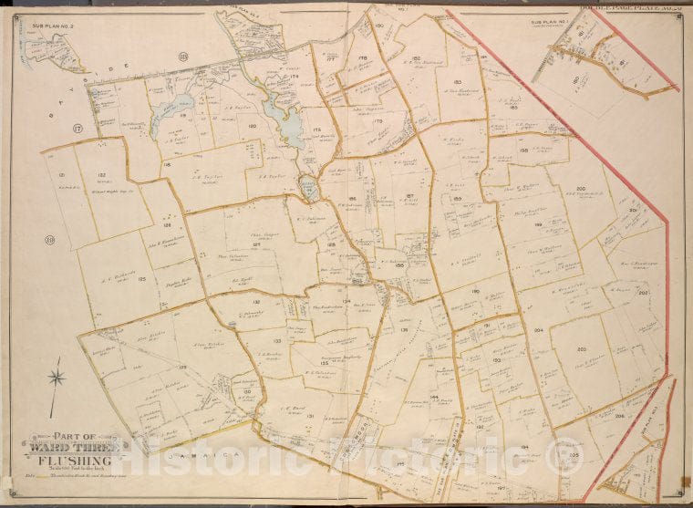 Historic 1908 Updated To 1913 Map - Queens, Vol. 3, Double Page Plate No. 20; Part Of Ward Three Sub - Vintage Wall Art