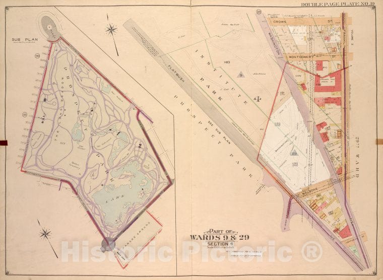 Historic Map - 1903 Brooklyn, (New York, N.Y.), Crown St Franklin Ave, Flatbush Ave; Including Washington Ave.], Flatbush Ave, Ocean Ave, Caton Ave. - Vintage Wall Art