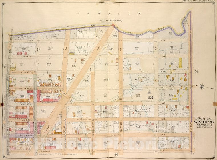 Historic Map - 1905 Brooklyn, (New York, N.Y.),Boundary Line Of The Borough Of Brooklyn Ruby St. And Queens Spring Creek, Dumont Ave; Hemlock St Conduit Ave, Li - Vintage Wall Art