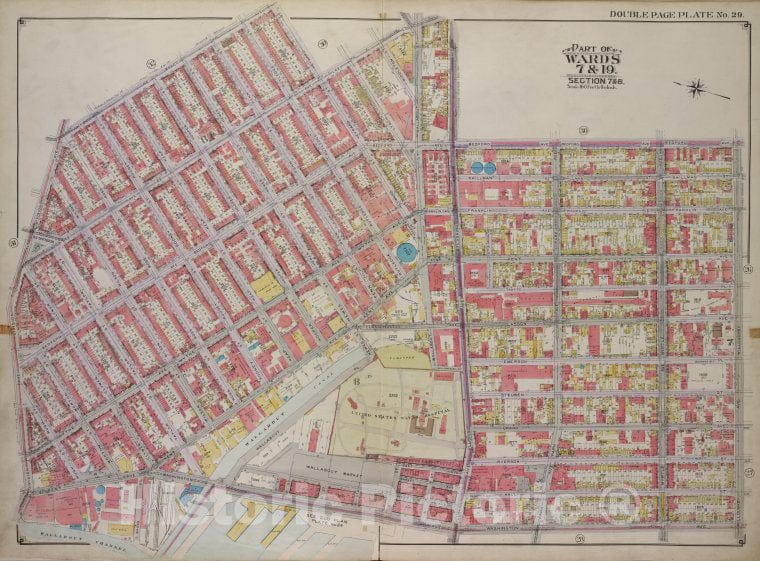 Historic Map - 1916 Brooklyn, (New York, N.Y.), Marcy Ave, Heyward St Lee Ave, Flushing Ave, Bedford Ave; Including Willoughby Ave, Washington Ave, Cross St - Vintage Wall Art