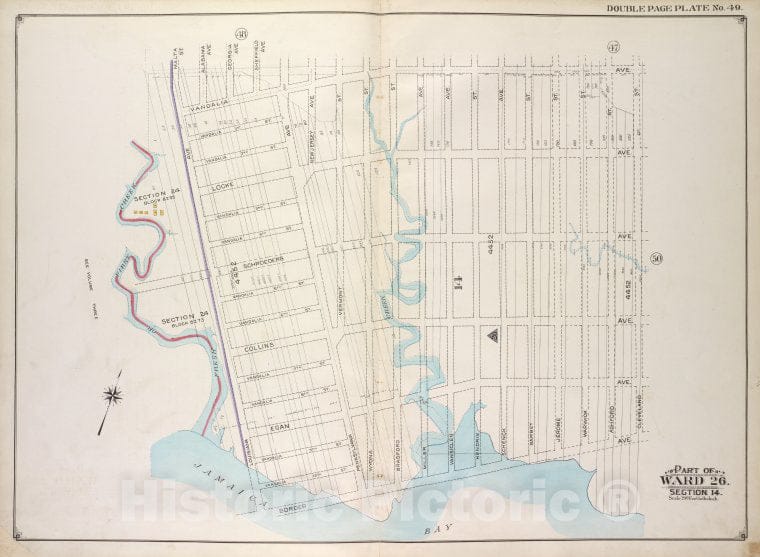 Historic Map - 1916 Brooklyn, (New York, N.Y.), Vandalia Ave, Cleveland St Border Ave, Louisiana Ave, Fresh Or First Creek; Including Malta St Alabama Ave, G - Vintage Wall Art