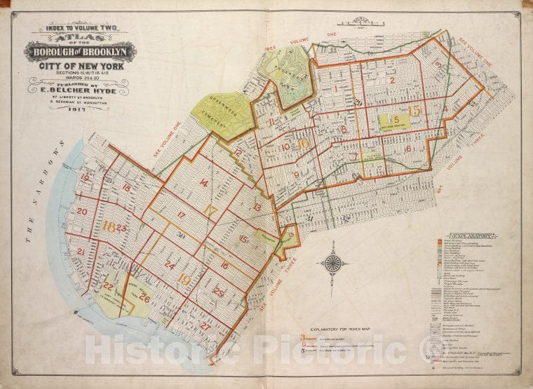 Historic Map - 1916 Brooklyn (New York, N.Y.), Volume Two. Atlas Of The Borough Of Brooklyn. City Of New York. Sections 16, 17, 18 & 19. Wards 29 & 30 - Vintage Wall Art