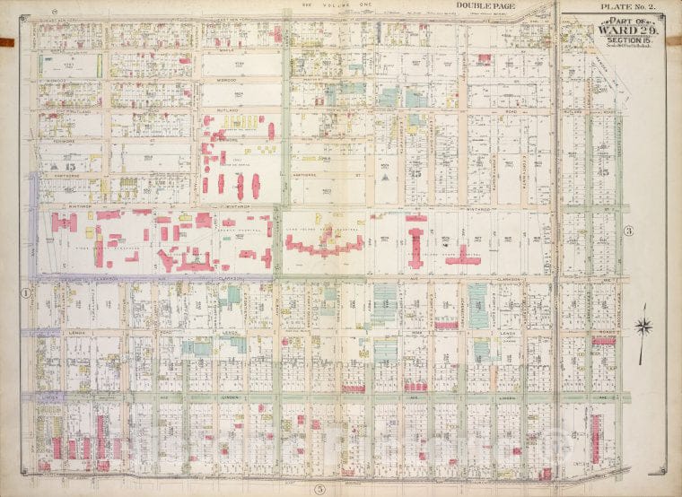 Historic Map - 1916, Brooklyn (New York, N.Y.) Vol. 2, Plate No. 2; Part Of Ward 29, Section 15; [Bounded By E. New York Ave, E. 52Nd St; ] - Vintage Wall Art