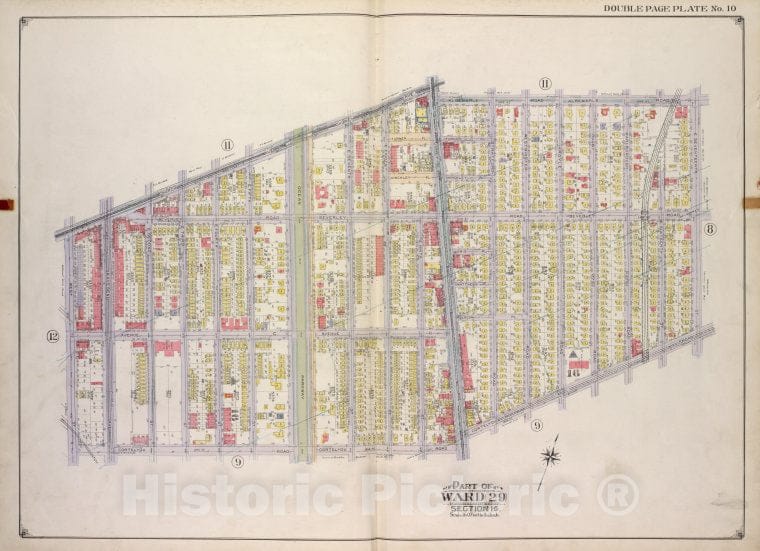 Historic Map - 1916, Brooklyn (New York, N.Y.) Vol. 2, No. 10; Part Of Ward 29, Section 16; [Bounded By Church Ave, Albemarle Road; ] - Vintage Wall Art