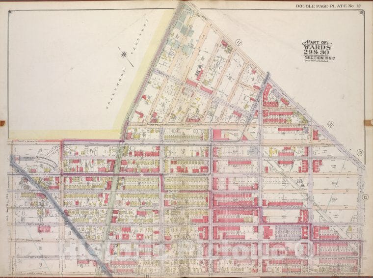 Historic Map - 1916, Brooklyn (New York, N.Y.) Part Of Wards 29 & 30, Section 16 & 17; [West St, 16Th Ave, 45Th St, 9Th Ave; 37Th St, Forthamilton Ave.] - Vintage Wall Art