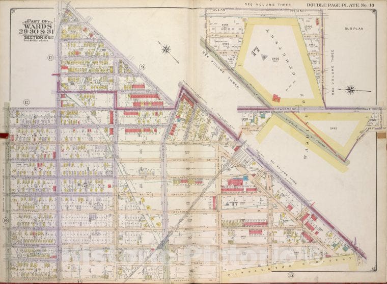 Historic Map - 1916 Brooklyn, (New York, N.Y.), West St 18Th Ave, Ocean Parkway, Ave L, Gravesend Ave, Ave K, Ave J; Including 54Th St 55Th St 15Th Ave, 45Th - Vintage Wall Art