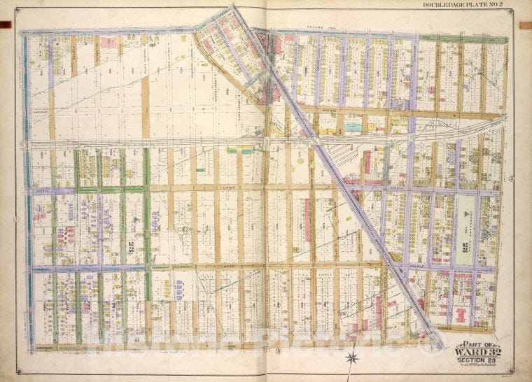 Historic Map - Brooklyn, Vol. 3, Double Page Plate No. 2; Part Of Ward 32, Sect - Brooklyn (New York, N.Y.) - New York (State) - Vintage Wall Art