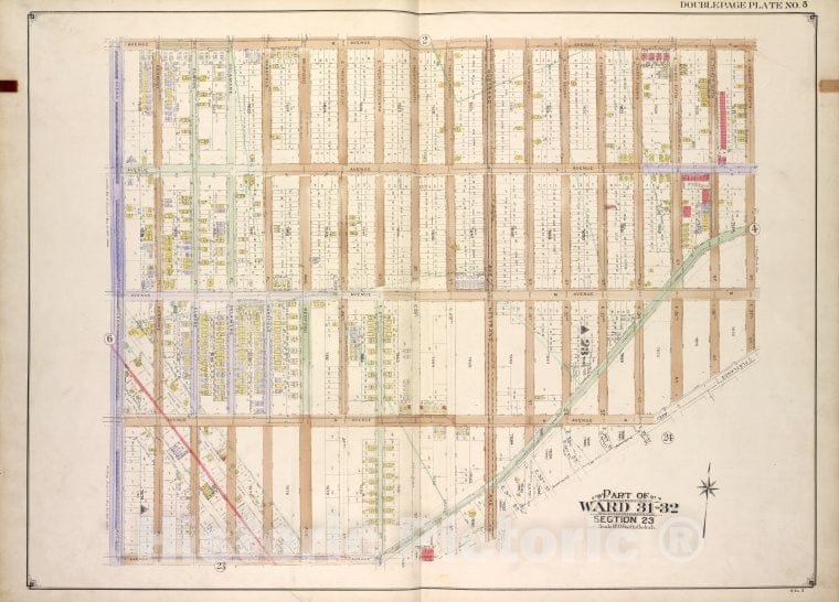 Historic Map - Brooklyn, Vol. 3, Double Page Plate No. 5; Part Of Wards 31 & 32 - Brooklyn (New York, N.Y.) - New York (State) - Vintage Wall Art