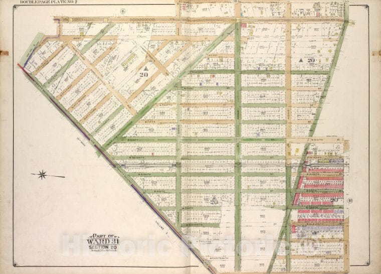 Historic Map - Brooklyn, Vol. 3, Double Page Plate No. 7; Part Of Ward 31, Sect - Brooklyn (New York, N.Y.) - New York (State) - Vintage Wall Art