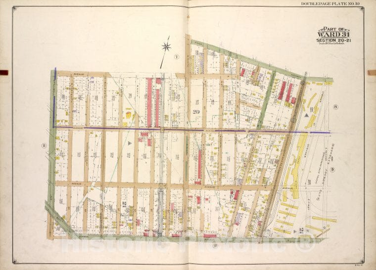 Historic Map - Brooklyn, Vol. 3, Double Page Plate No. 10; Part Of Ward 31, Sec - Brooklyn (New York, N.Y.) - New York (State) - Vintage Wall Art