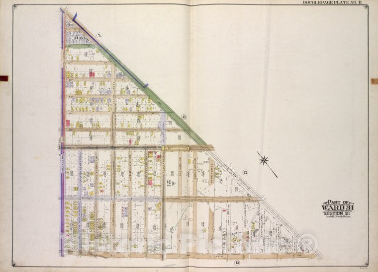 Historic Map - Brooklyn, Vol. 3, Double Page Plate No. 11; Part Of Ward 31, Sec - Brooklyn (New York, N.Y.) - New York (State) - Vintage Wall Art