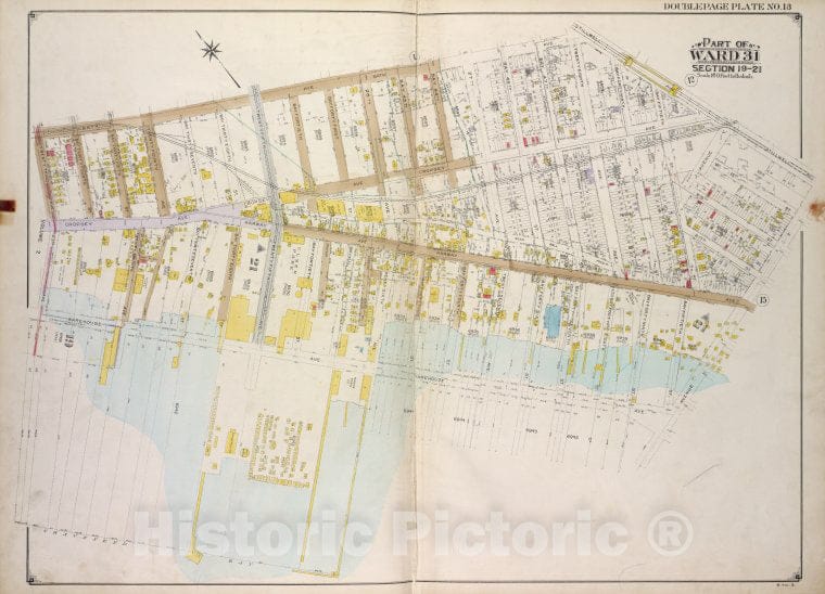 Historic Map - Brooklyn, Vol. 3, Double Page Plate No. 13; Part Of Ward 31, Sec - Brooklyn (New York, N.Y.) - New York (State) - Vintage Wall Art