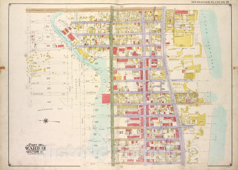 Historic Map - Brooklyn, Vol. 3, Double Page Plate No. 15; Part Of Ward 31, Sec - Brooklyn (New York, N.Y.) - New York (State) - Vintage Wall Art