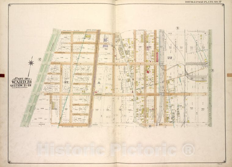 Historic Map - Brooklyn, Vol. 3, Double Page Plate No. 17; Part Of Ward 31, Sec - Brooklyn (New York, N.Y.) - New York (State) - Vintage Wall Art