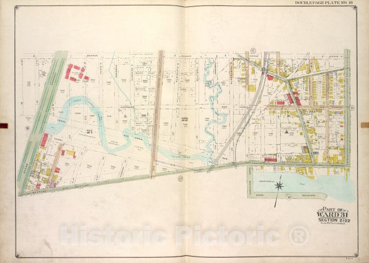 Historic Map - Brooklyn, Vol. 3, Double Page Plate No. 18; Part Of Ward 31, Sec - Brooklyn (New York, N.Y.) - New York (State) - Vintage Wall Art