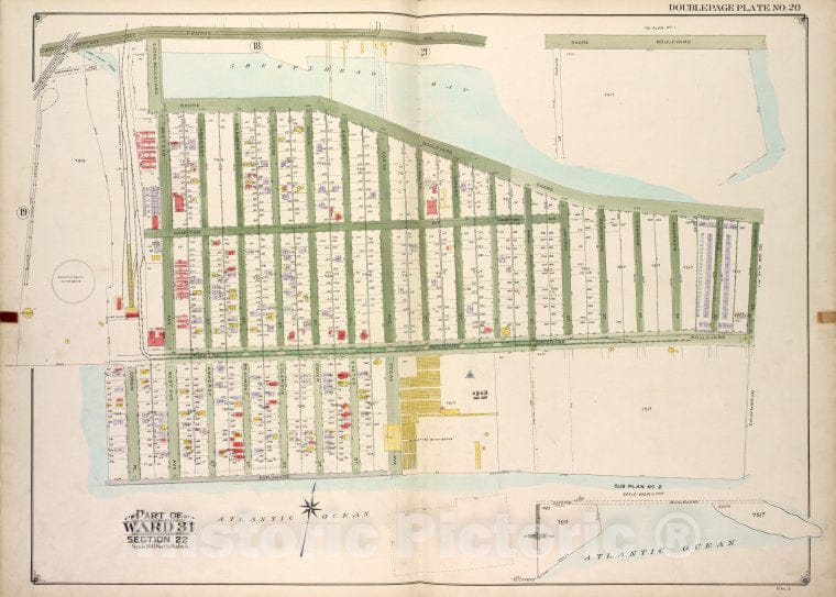 Historic Map - Brooklyn, Vol. 3, Double Page Plate No. 20; Part Of Ward 31, Sec - Brooklyn (New York, N.Y.) - New York (State) - Vintage Wall Art