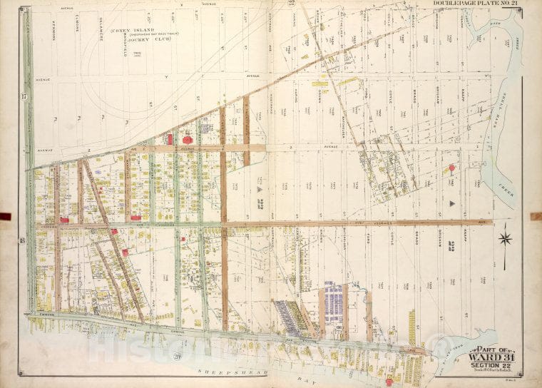 Historic Map - Brooklyn, Vol. 3, Double Page Plate No. 21; Part Of Ward 31, Sec - Brooklyn (New York, N.Y.) - New York (State) - Vintage Wall Art