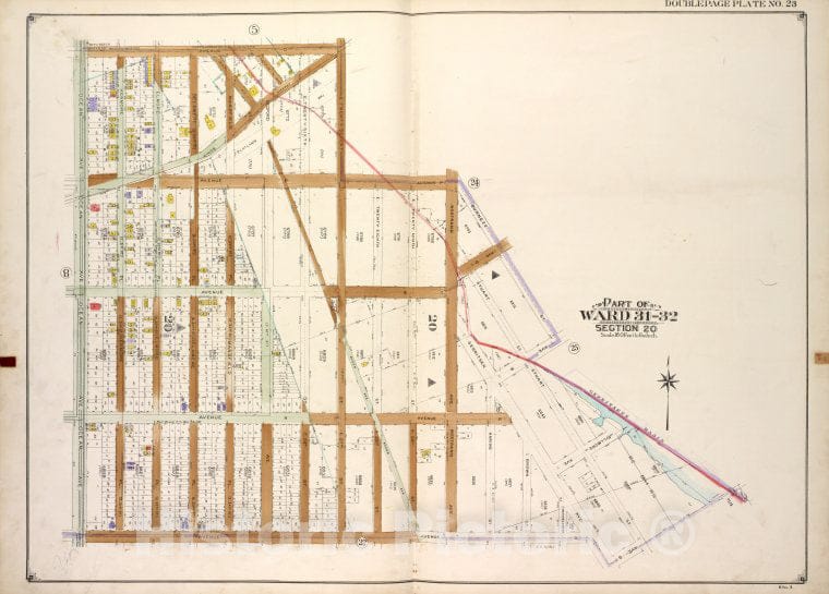 Historic Map - Brooklyn, Vol. 3, Double Page Plate No. 23; Part Of Wards 31-32 - Brooklyn (New York, N.Y.) - New York (State) - Vintage Wall Art