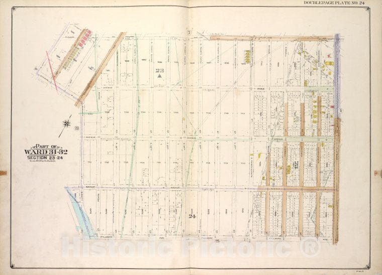 Historic Map - Brooklyn, Vol. 3, Double Page Plate No. 24; Part Of Wards 31-32, Brooklyn (New York, N.Y.) - New York (State) - Vintage Wall Art