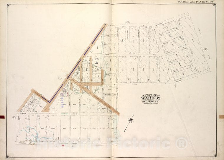 Historic Map - Brooklyn, Vol. 3, Double Page Plate No. 28; Part Of Ward 32, Sec - Brooklyn (New York, N.Y.) - New York (State) - Vintage Wall Art