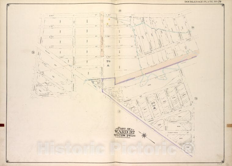 Historic Map - Brooklyn, Vol. 3, Double Page Plate No. 29; Part Of Ward 32, Sec - Brooklyn (New York, N.Y.) - New York (State) - Vintage Wall Art