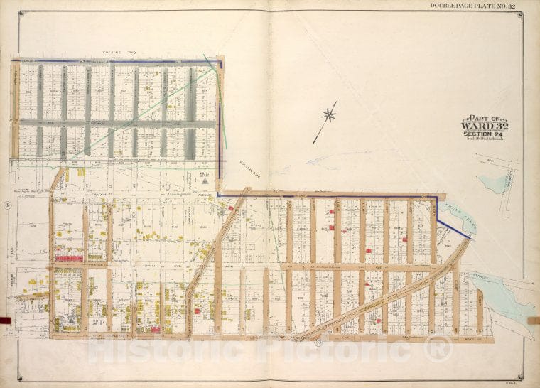 Historic Map - Brooklyn, Vol. 3, Double Page Plate No. 32; Part Of Ward 32, Sec - Brooklyn (New York, N.Y.) - New York (State) - Vintage Wall Art