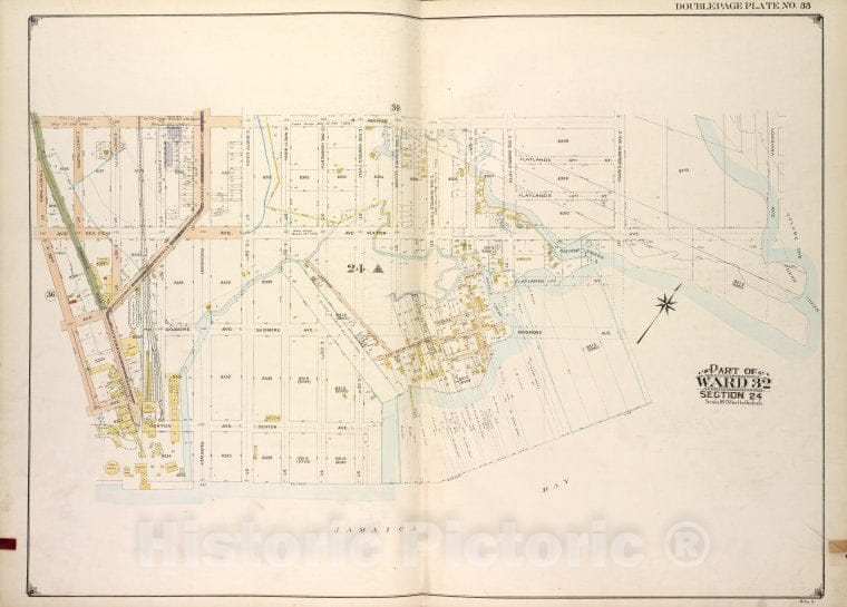 Historic Map - Brooklyn, Vol. 3, Double Page Plate No. 35; Part Of Ward 32, Sec - Brooklyn (New York, N.Y.) - New York (State) - Vintage Wall Art