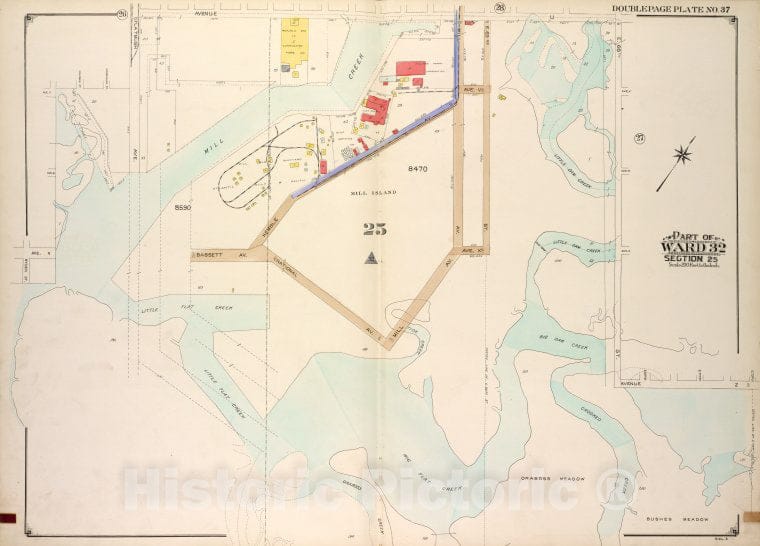 Historic Map - Brooklyn, Vol. 3, Double Page Plate No. 37; Part Of Ward 32, Sec - Brooklyn (New York, N.Y.) - New York (State) - Vintage Wall Art