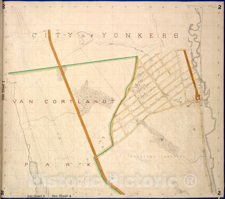 Historic Map - 1873 Bronx, Westchester County, New York (N.Y.) Sheet 2; Midland, Mc. Lean, Harlem Railroad, Mosholu; Croton Aqueduct, New York And Boston Railroad - Vintage Wall Art