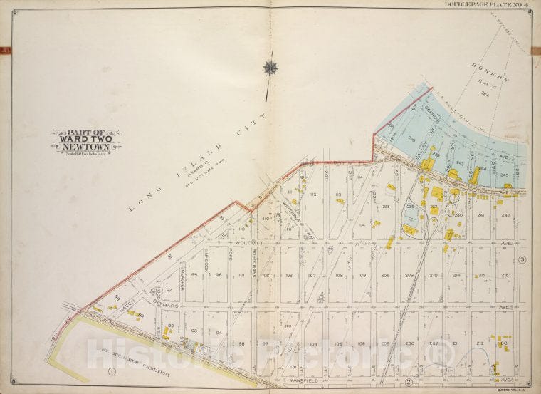 Historic 1913 Map - Queens, Vol. 2A, Double Page Plate No. 4; Part Of Ward Two Newto - Vintage Wall Art