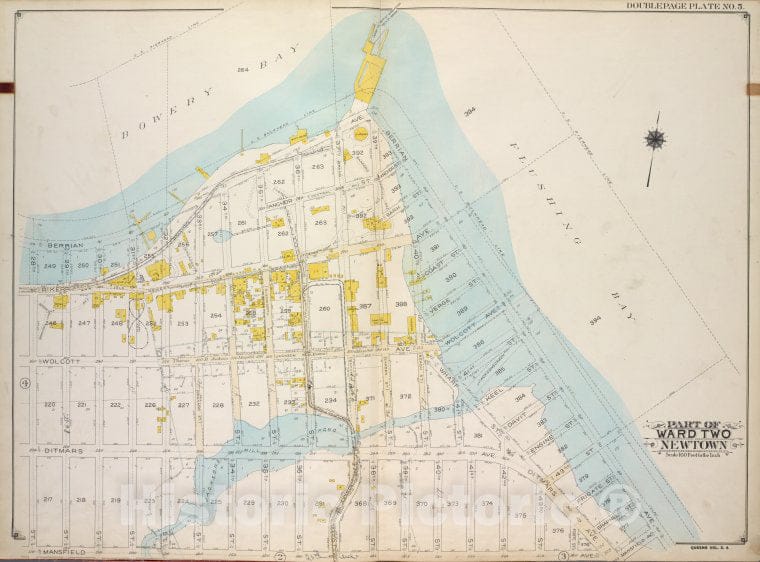 Historic 1913 Map - Queens, Vol. 2A, Double Page Plate No. 5; Part Of Ward Two Newto - Vintage Wall Art