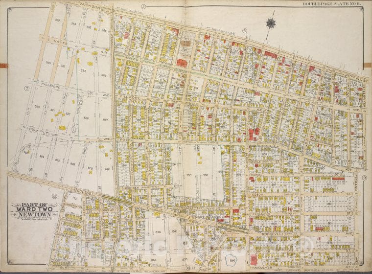 Historic 1913 Map - Queens, Vol. 2A, Double Page Plate No. 8; Part Of Ward Two Newto - Vintage Wall Art