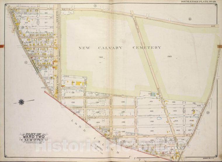 Historic 1913 Map - Queens, Vol. 2A, Double Page Plate No. 10; Part Of Ward Two Newt - Vintage Wall Art