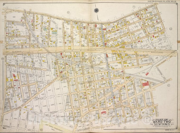 Historic 1913 Map - Queens, Vol. 2A, Double Page Plate No. 11; Part Of Ward Two Newt - Vintage Wall Art