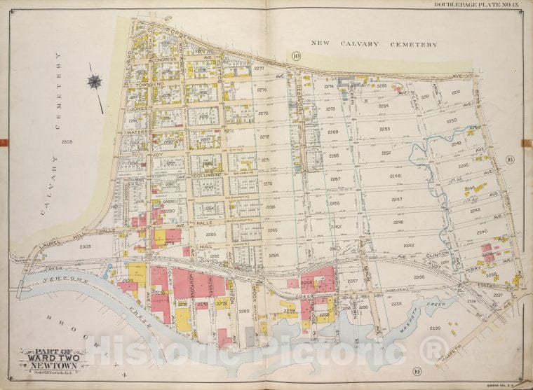 Historic 1913 Map - Queens, Vol. 2A, Double Page Plate No. 13; Part Of Ward Two Newt - Vintage Wall Art