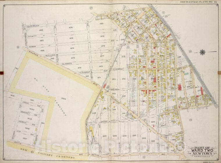 Historic 1913 Map - Queens, Vol. 2A, Double Page Plate No. 16; Part Of Ward Two Newt - Vintage Wall Art