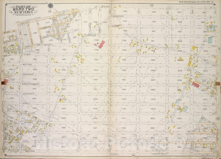 Historic 1913 Map - Queens, Vol. 2A, Double Page Plate No. 19; Part Of Ward Two Newt - Vintage Wall Art