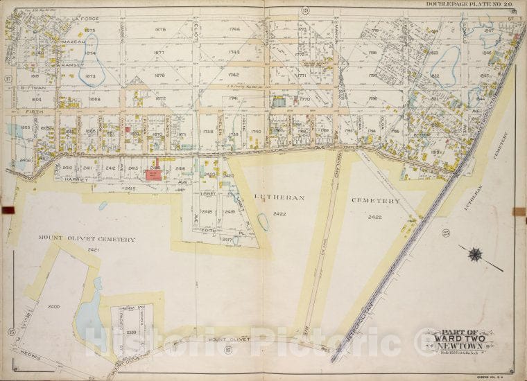 Historic 1913 Map - Queens, Vol. 2A, Double Page Plate No. 20; Part Of Ward Two Newt - Vintage Wall Art