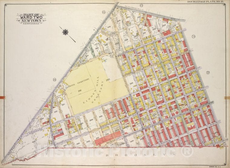 Historic 1913 Map - Queens, Vol. 2A, Double Page Plate No. 21; Part Of Ward Two Newt - Vintage Wall Art