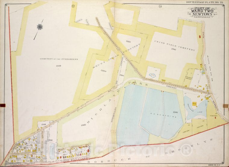 Historic 1913 Map - Queens, Vol. 2A, Double Page Plate No. 23; Part Of Ward Two Newt - Vintage Wall Art