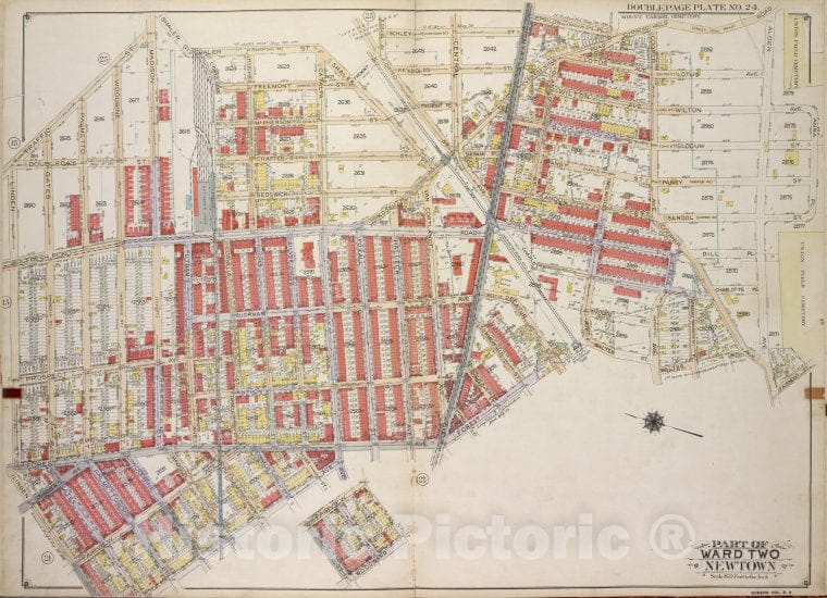 Historic 1913 Map - Queens, Vol. 2A, Double Page Plate No. 24; Part Of Ward Two Newt - Vintage Wall Art