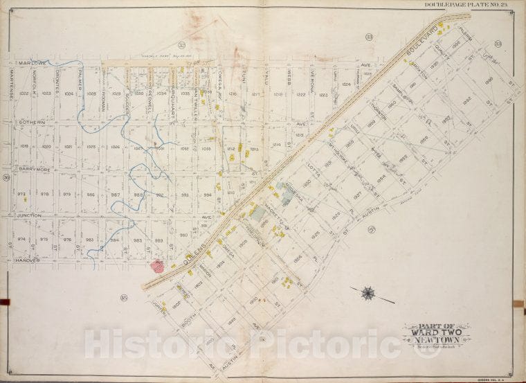 Historic 1913 Map - Queens, Vol. 2A, Double Page Plate No. 29; Part Of Ward Two Newt - Vintage Wall Art