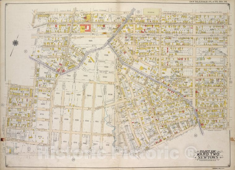 Historic 1913 Map - Queens, Vol. 2A, Double Page Plate No. 30; Part Of Ward Two Newt - Vintage Wall Art