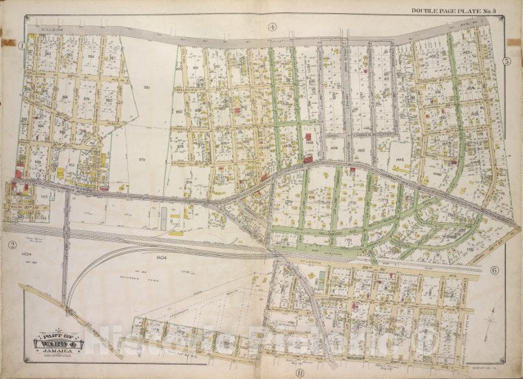 Historic 1913 Map - Queens, Vol. 1A, Double Page Plate No. 3; Part Of Ward 4 Jamaica - Vintage Wall Art