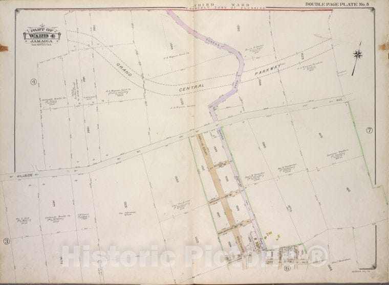 Historic 1913 Map - Queens, Vol. 1A, Double Page Plate No. 5; Part Of Ward 4 Jamaica - Vintage Wall Art