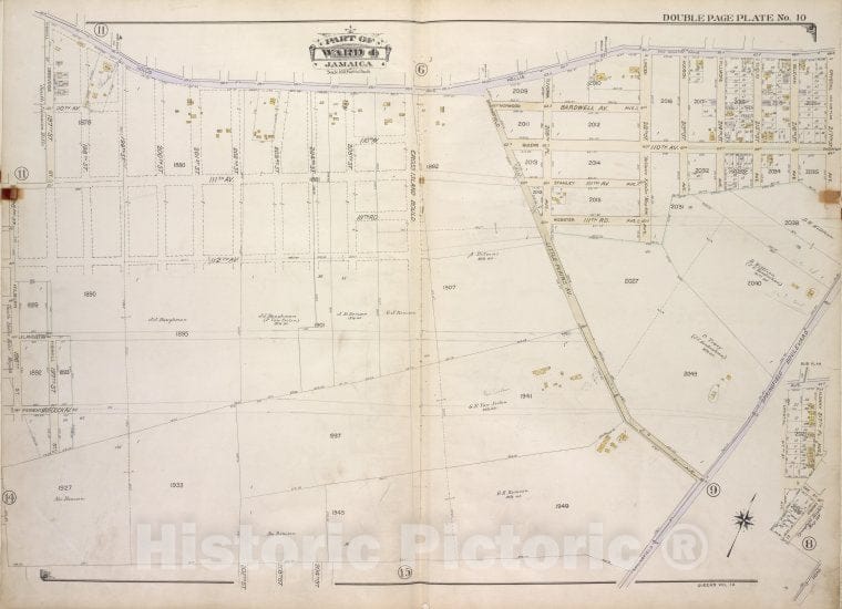 Historic 1913 Map - Queens, Vol. 1A, Double Page Plate No. 10; Part Of Ward 4 Jamaic - Vintage Wall Art